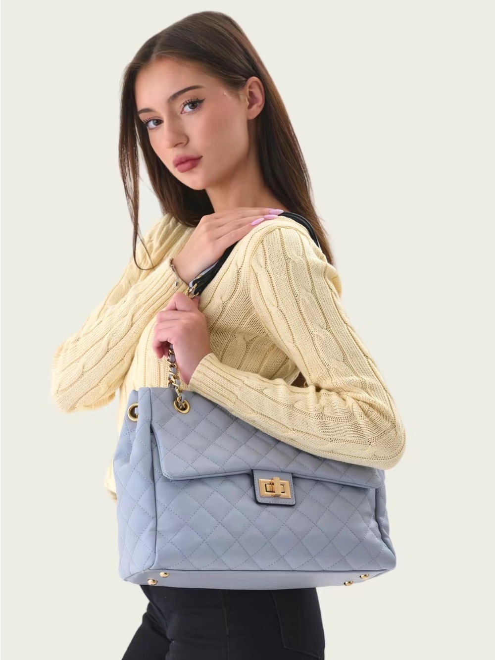 Ello media grey Shirley Quilted handbag